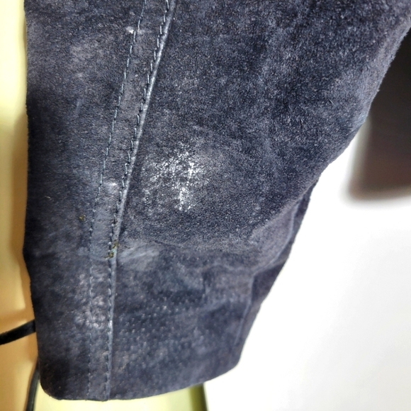 Vintage 80s fringe suede leather crop moto jacket black small medium - Picture 10 of 16